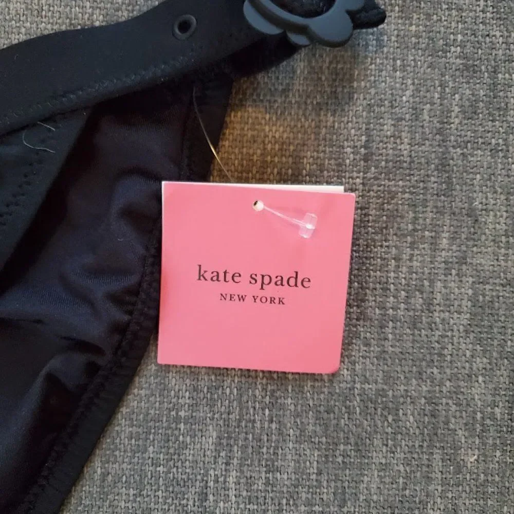 Kate Spade New York Women's Black Daisy Buckle Bikini Bottom Size XL